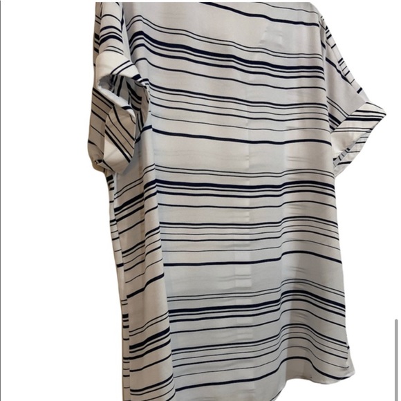ALFANI white black stripe sheer blouse 10P - Picture 5 of 9